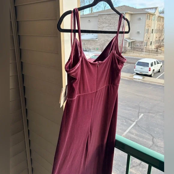 🆕Taylor Petite Velvet Midi Dress Burgundy Wine Slip Size4P Elegant Evening Party - Picture 6 of 17